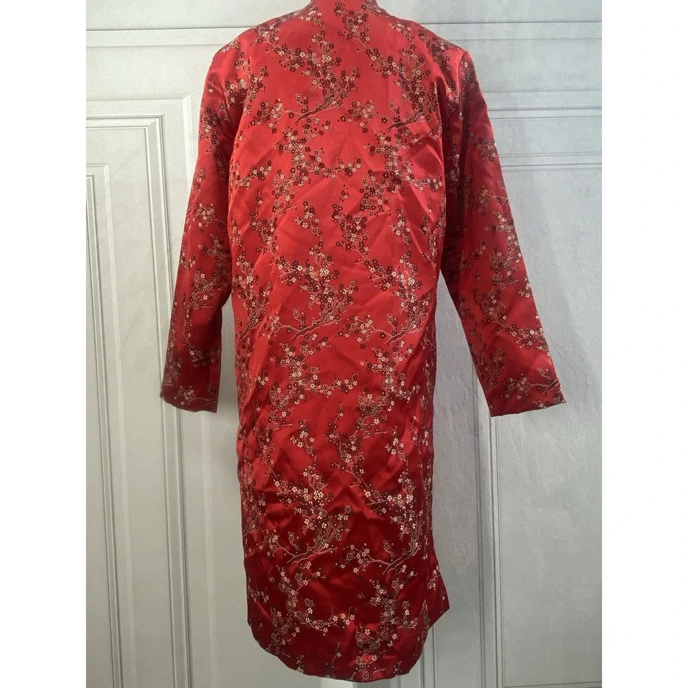 Vintage Ruth Norman NY Womens Jacket Medium Kimono Style Red Floral Made USA‎